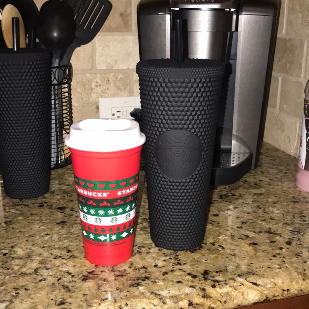 Starbucks black studded tumbler and free hot cup